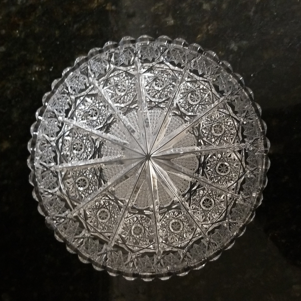 Czech Queen Lace Cut Crystal 6.25" x 1" Plate